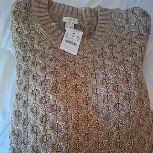 JCrew metallic gold honeycomb sweater small